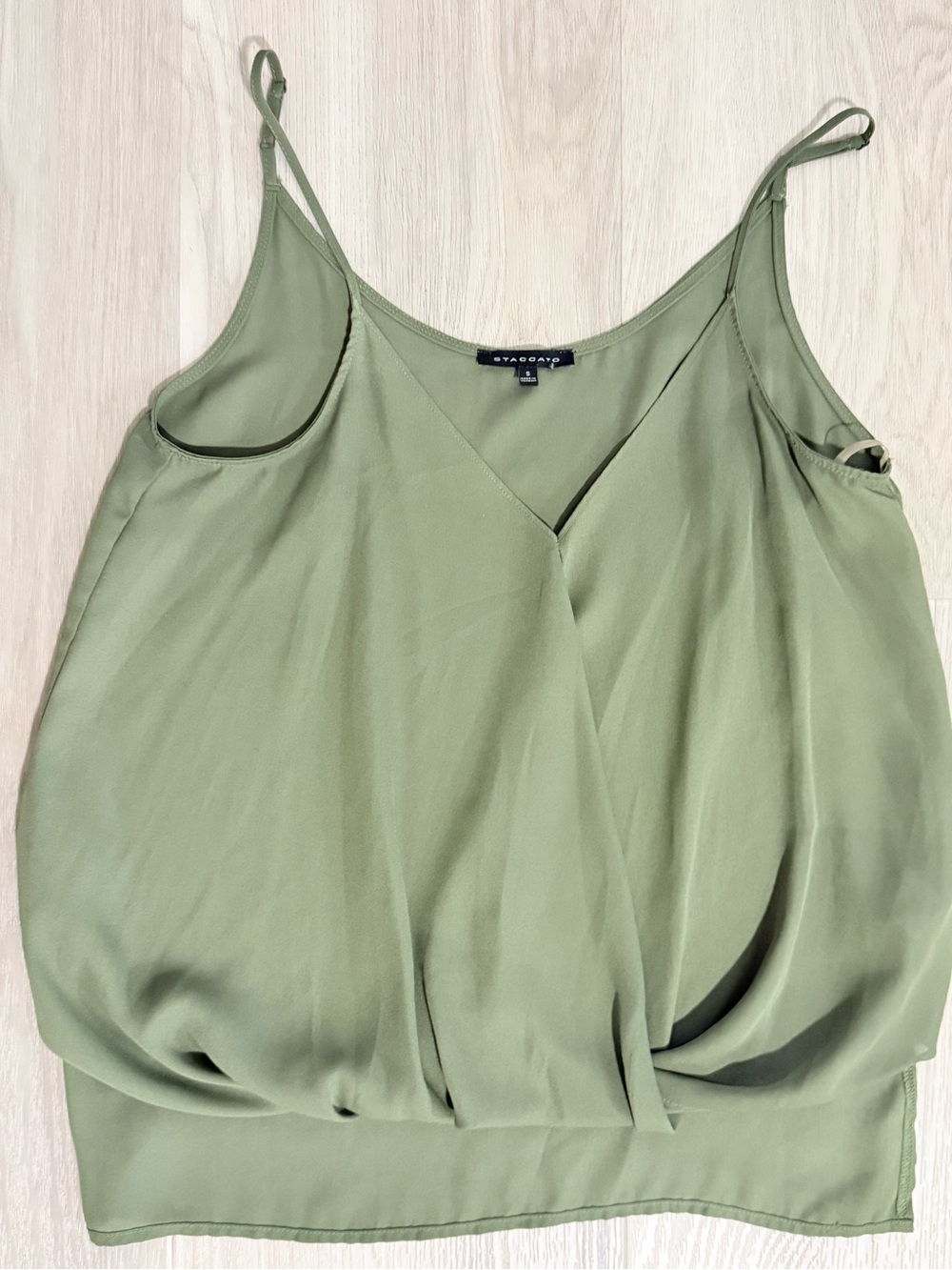 Staccato Olive Green Draped Surplice Cami